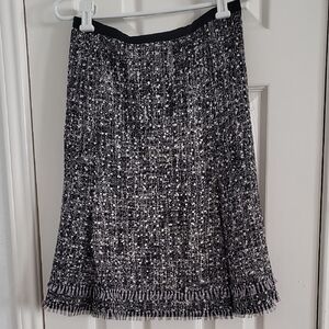 Cynthia Steffe Black and White Textured A-Line Skirt Sz 2